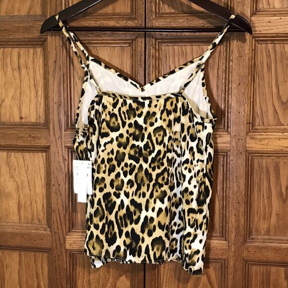 Abound Leopard Print Tank Top Women's XXS Black Tan Spaghetti Strap Adj. Cami - Picture 8 of 10